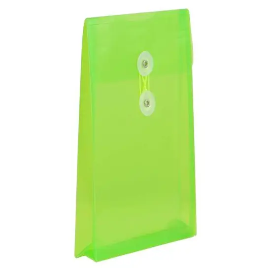 JAM Paper 6.25" x 9.25" Lime Green Button & String Closure Plastic Envelope, 12ct. {4}