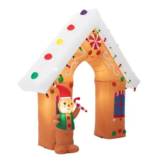 Glitzhome&reg; 8ft. LED Lighted Gingerbread House Inflatable D&eacute;cor {5}