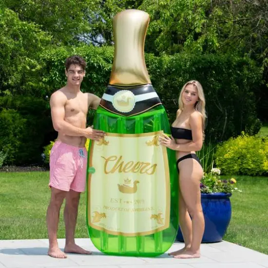 94" Green & Gold Champagne Bottle Swimming Pool Float {5}