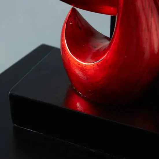 33" Red Polystone Contemporary Abstract Sculpture {9}