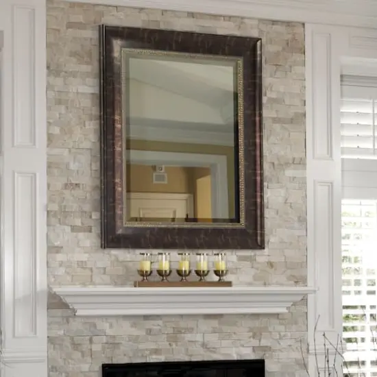 Head West Bronze Distressed 30.5" x 36.5" Framed Beveled Accent Vanity Mirror {4}