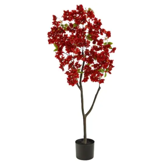 4ft. Potted Red Cherry Blossom Artificial Tree {1}