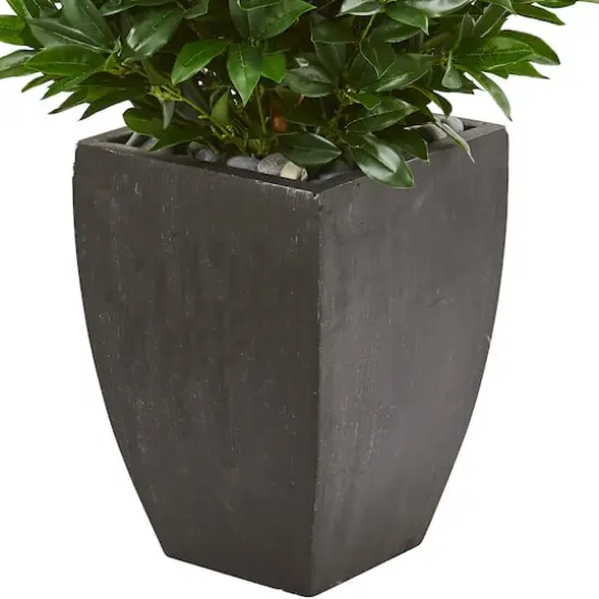 4.6ft. UV Resistant Bay Leaf Cone Topiary Artificial Tree in Black Planter  {4}