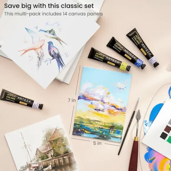 Arteza&reg; 5" x 7" White Canvas Panels, 14ct. {5}