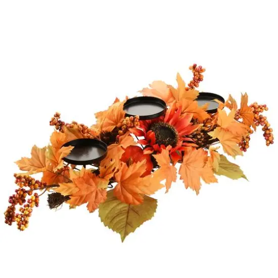 24" Orange Harvest Maple Leaf Candleholder {1}