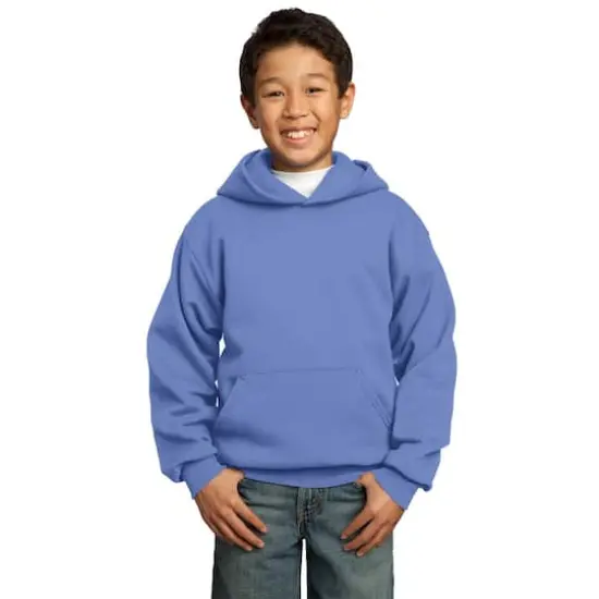 Port & Company&reg; Colors Youth Core Fleece Pullover Hooded Sweatshirt Carolina Blue {3}