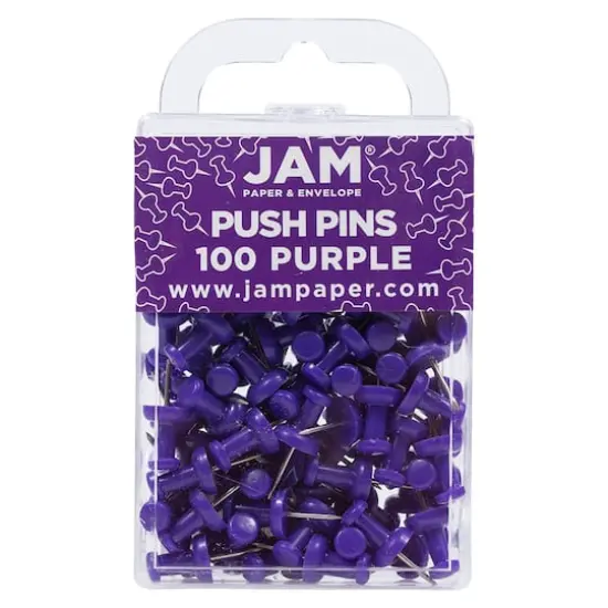 JAM Paper Colorful Standard Push Pins, 100ct. Purple {1}