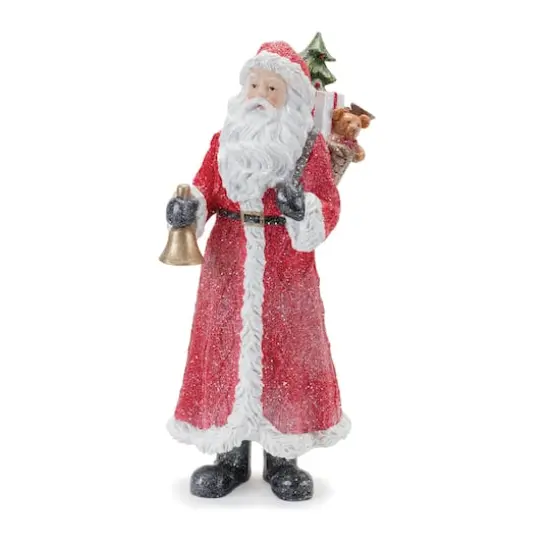 Glitter Santa Figurine with Pine Accent Set {5}