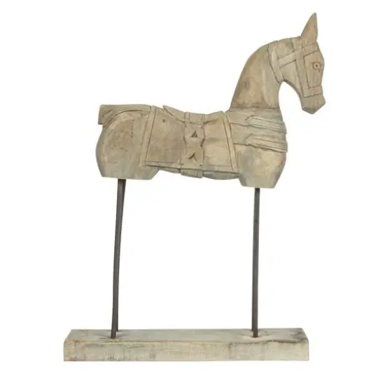 Hello Honey&reg; 22" Distressed Mango Wood Horse Figurine {7}