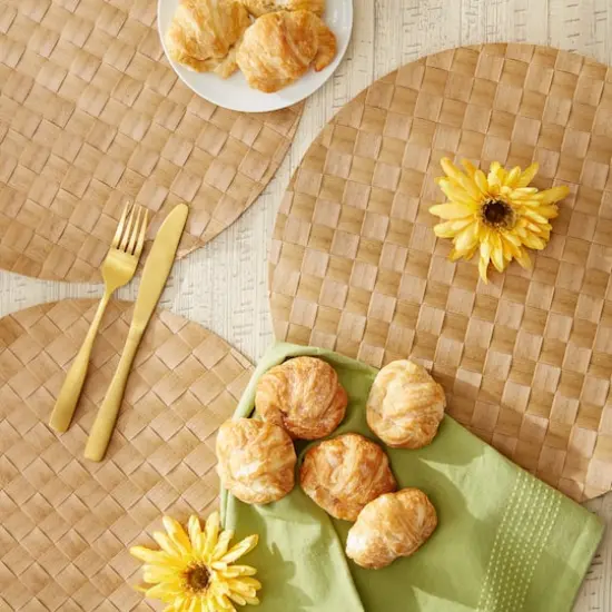 DII&reg; Reversible Round Basket Weave Woven Placemats, 4ct. Natural {6}