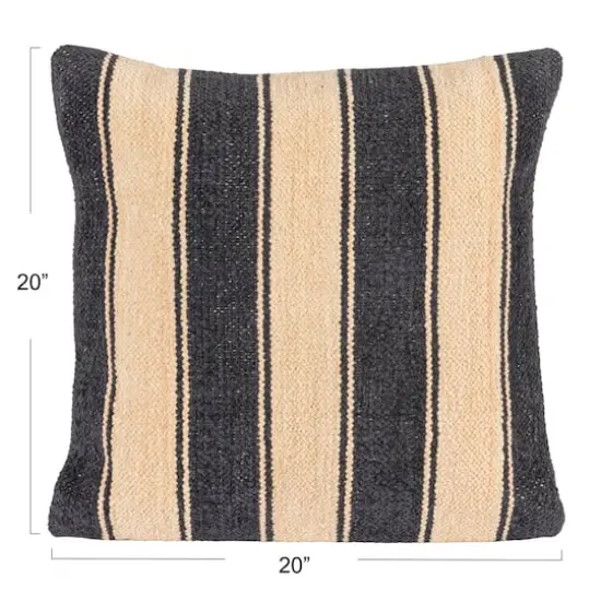 Hello Honey&reg; 20" Black & Cream Striped Cotton Blend Chenille Pillow {10}