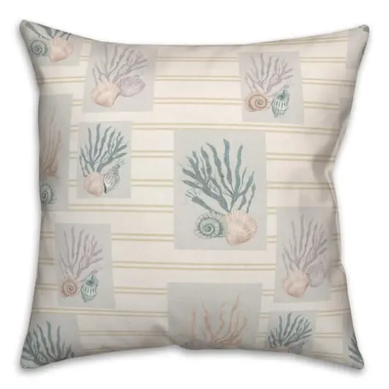 Shell Panels on Stripe Throw Pillow Shell Panels on Yellow Stripe {1}