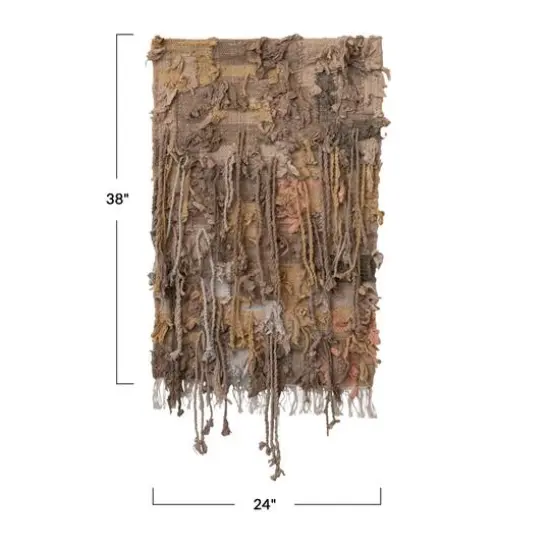 Hello Honey&reg; Multicolor Woven Cotton with Fringe Chindi Wall Hanging {4}