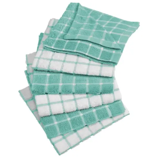DII&reg; Aqua Combo Windowpane Dishcloths, 6ct. {1}