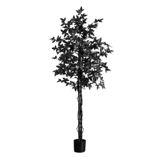 6ft. Artificial Halloween Black Maple Tree with Natural Trunk {2}