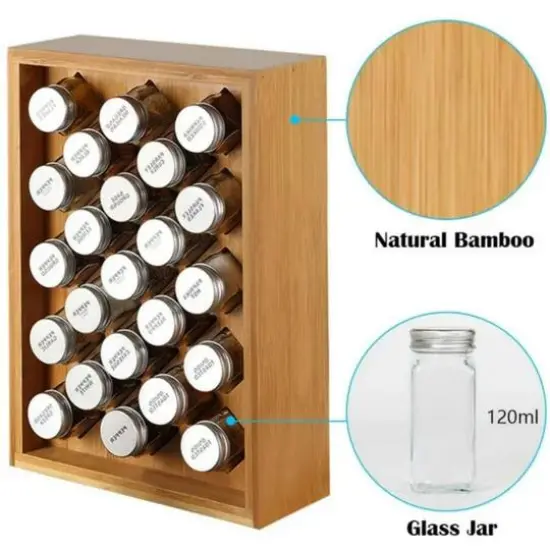 NEX&trade; Oumilen Free-Standing Bamboo Spice Organizer with 23 Glass Jars {4}