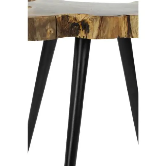 21" Brown Rosewood & Metal Contemporary Accent Table {6}
