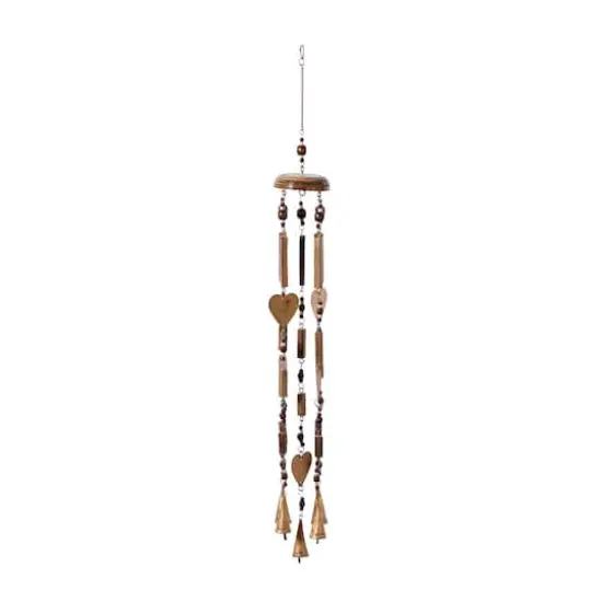 33" Gold Metal Charmed Hearts Coastal Windchime {4}