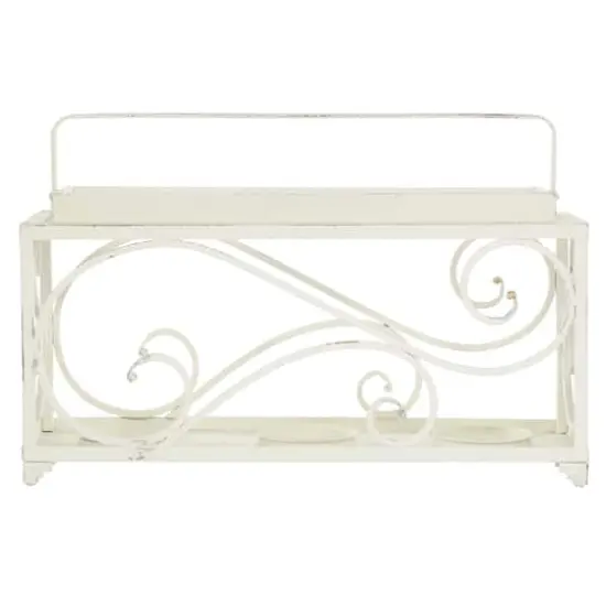 24" White Iron Vintage Candlestick Holder {7}