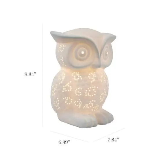 Simple Designs Porcelain Wise Owl Shaped Animal Light Table Lamp {4}