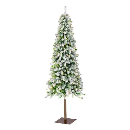 6.5ft. Pre-Lit Snowy Grand Alpine Slim Artificial Christmas Tree, Clear Lights {1}