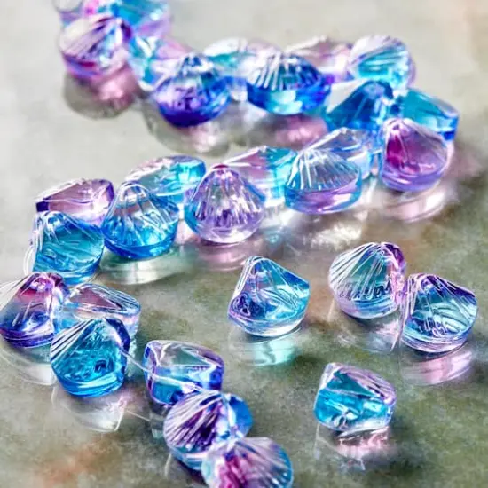 Pink & Blue Glass Shell Beads by Bead Landing&trade;, 10mm {3}
