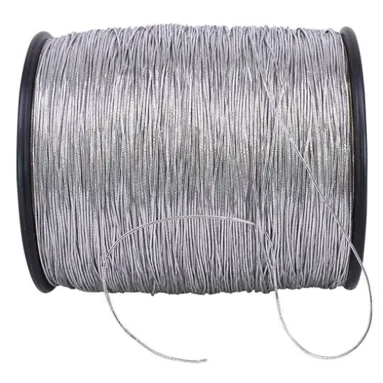 JAM Paper 1/16" Home D&eacute;cor Trimmings Metallic Stretch Cord Silver {2}