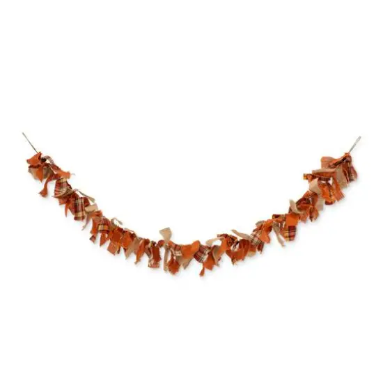 Glitzhome&reg; 6ft. Fall Plaid Fabric Garland {9}