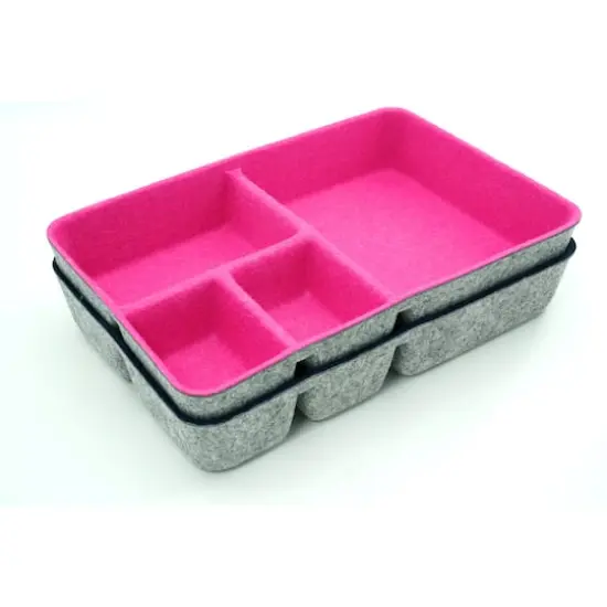 Welaxy 2 Piece Felt 4 Compartment Drawer Organizer Trays Navy and Hot Pink {6}
