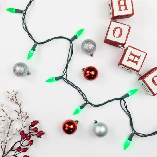 70ct. LED Faceted C6 Christmas String Lights Green {5}