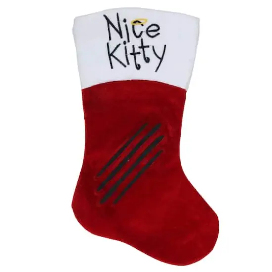 19" Embroidered "Nice Kitty" Christmas Stocking {3}