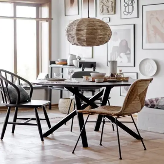 Hello Honey® 15" Round Collapsible Banana Fiber Modern Hanging Pendant Lamp {7}