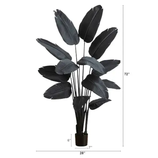 6ft. Artificial Halloween Black Travelers Palm Tree {3}