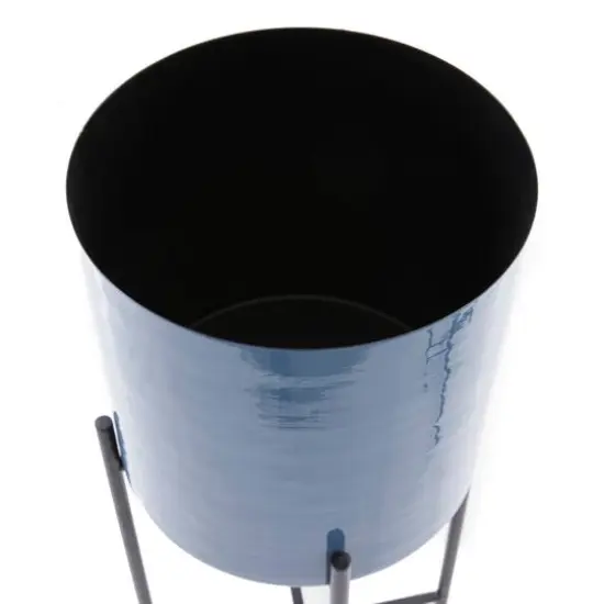 CosmoLiving by Cosmopolitan Set of 2 Blue Iron Contemporary Planter, 24" x 10" x 10" {6}