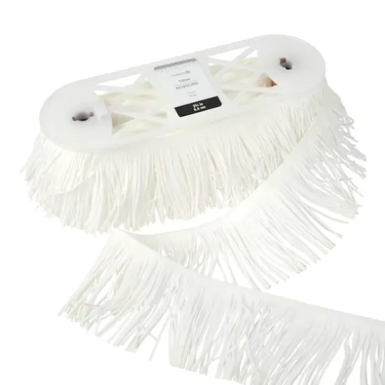 3.75" Flocked Fringe Trim by Celebrate It&reg; White {3}