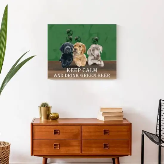 Keep Calm Drink Beer Dogs 20" x 16" Canvas Wall Art {5}