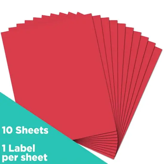 JAM Paper Shipping Labels, 8.5" x 11" Red {4}