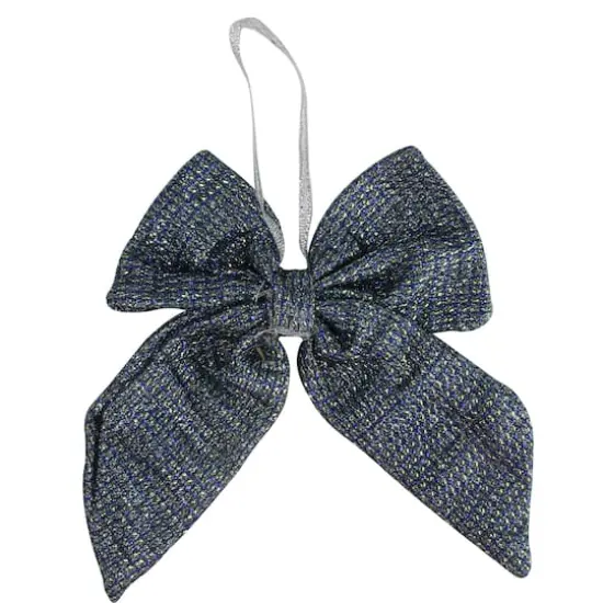 5.25" Blue Double Loop Christmas Bow Wall D&eacute;cor {4}