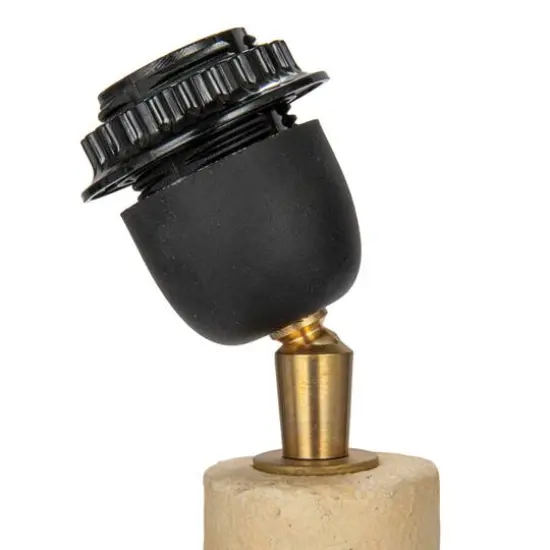 Hello Honey&reg; 28" Natural Handmade Paper Mache Table Lamp with Cotton Shade {6}