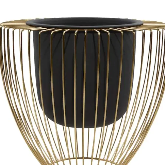 Black & Gold Metal Contemporary Planter Set {5}