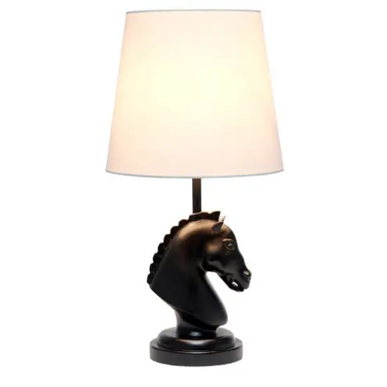 Simple Designs Chess Horse Table Lamp Black {3}