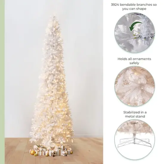 13ft. Pre-Lit Slim White Artificial Christmas Tree, Warm White LED Lights {13}