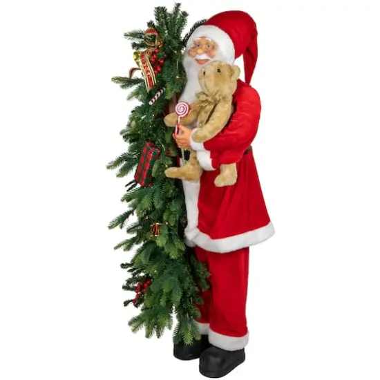 4ft. Musical Santa Claus with Lighted Christmas Tree & Teddy Bear Standing Christmas Figure {4}
