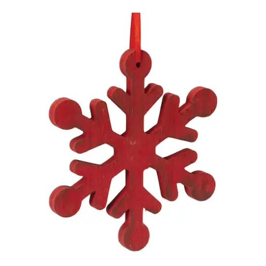 7.75" Red Fir Wood Snowflake Ornament Set {5}
