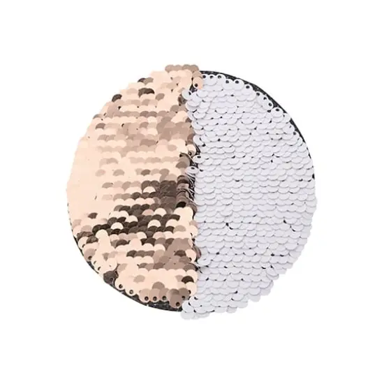 Craft Express 7" Sublimation Round Sequin Patches, 2ct. Champagne/White {1}