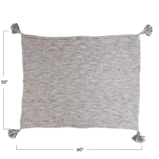 Hello Honey&reg; Brown & Cream Cotton Throw Blanket with Oversized Tassels {4}