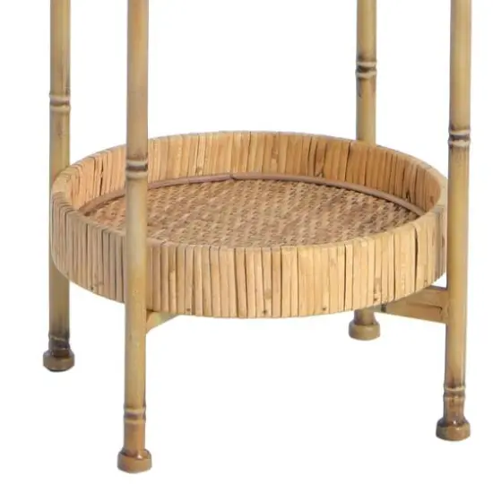 Hello Honey&reg; 42'' Bamboo Style Metal Shelf With Rattan Trays {5}