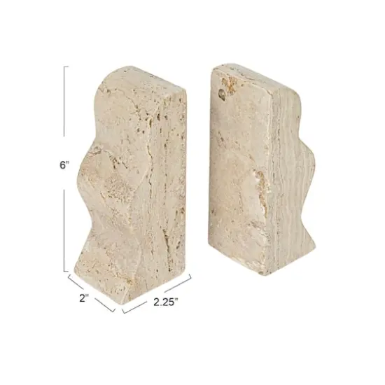 Hello Honey&reg; 6" Natural Travertine Wave Bookends Set {4}