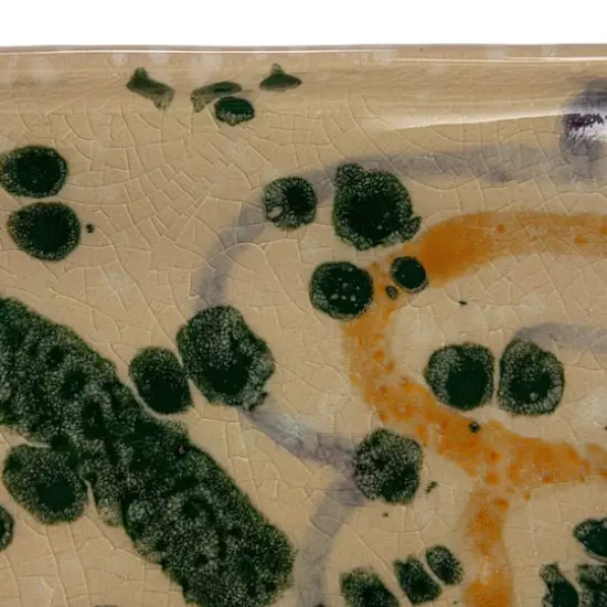 Hello Honey&reg; 15.75" Green & Cream Abstract Design Stoneware Platter {4}