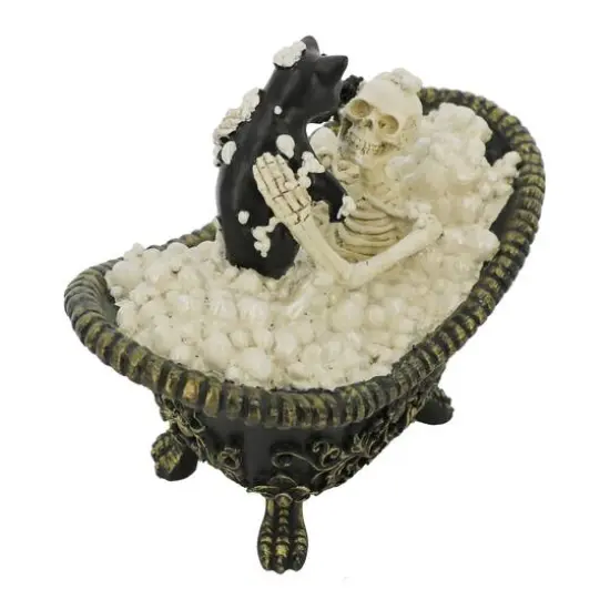 7.75" Bathing Skeleton with Black Cat Tabletop D&eacute;cor by Ashland&reg; {4}